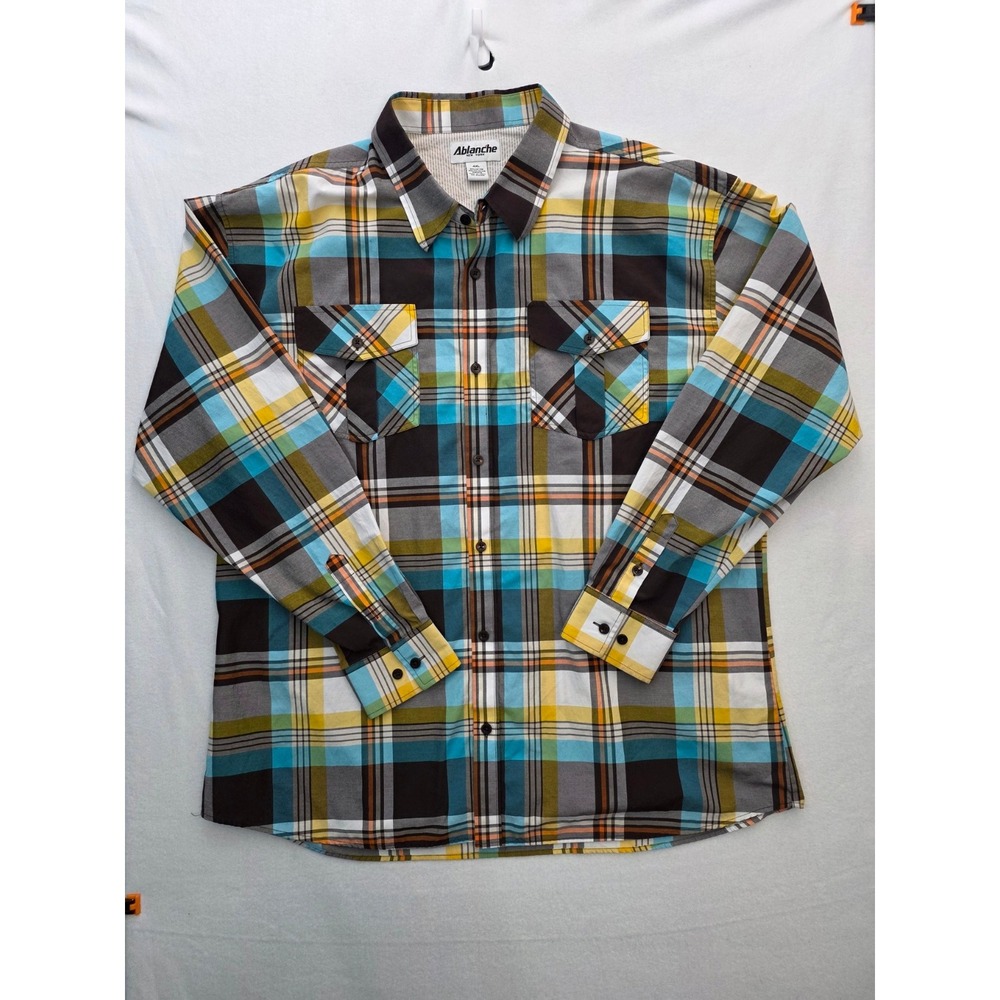 Ablanche Button Up Shirt Plaid 4XL Multi Color Streetwear